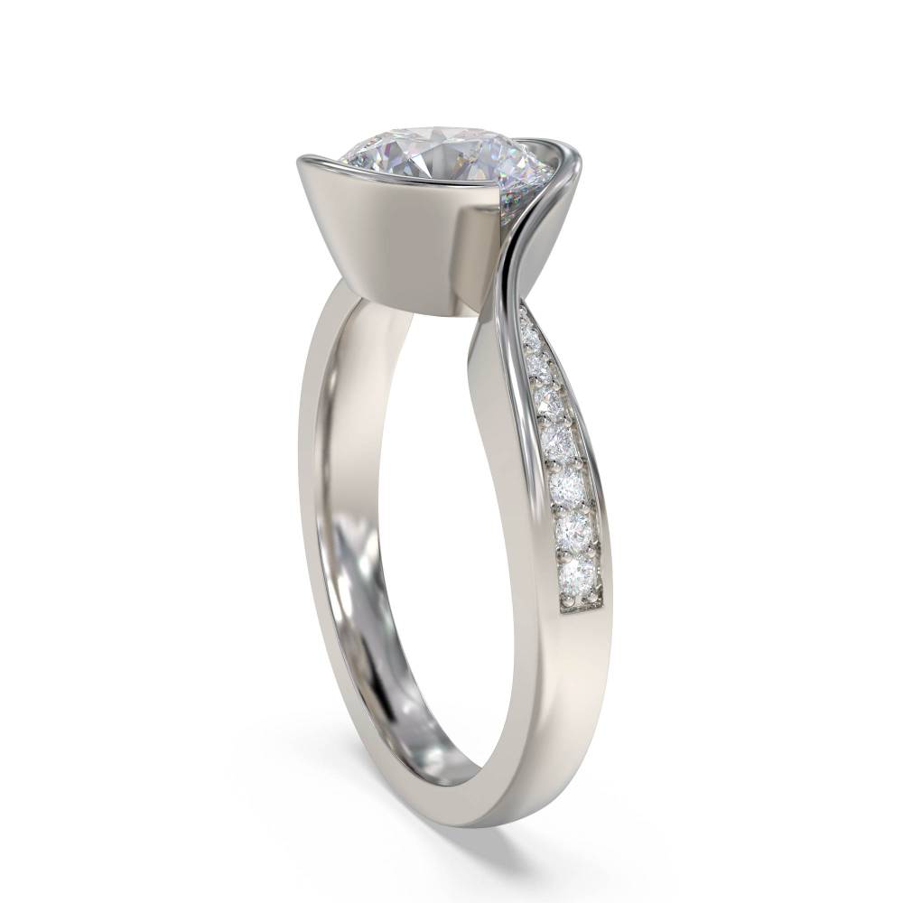 Round Diamond Shoulder Set Ring set in Platinum