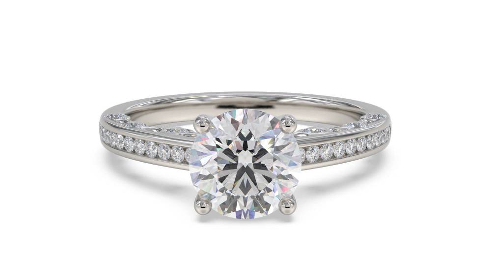 Round Diamond Shoulder Set Ring set in Platinum