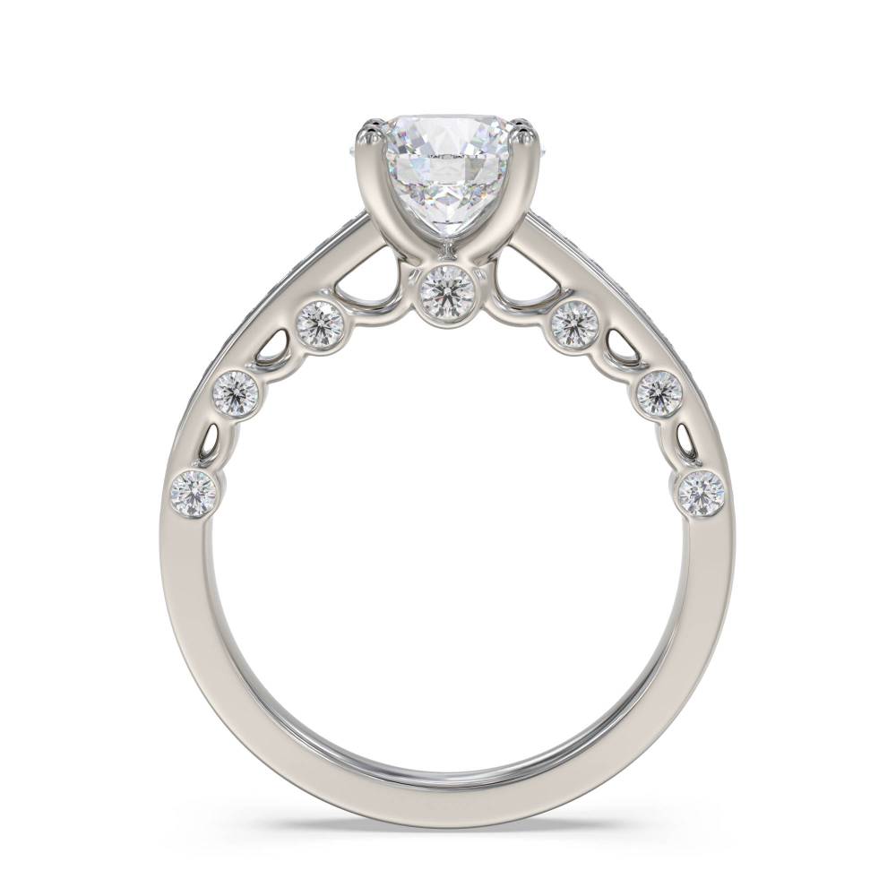 Round Diamond Shoulder Set Ring set in Platinum