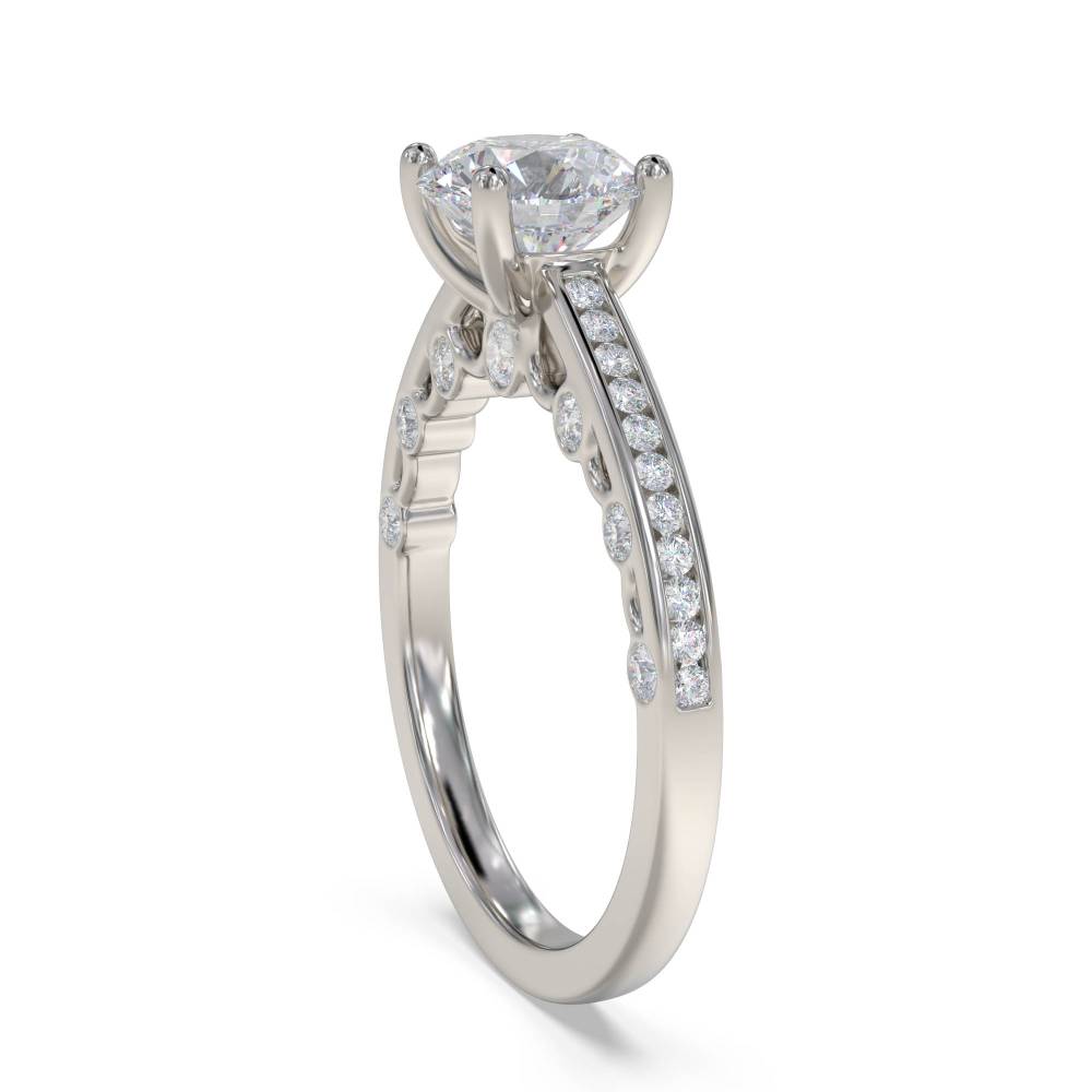 Round Diamond Shoulder Set Ring set in Platinum