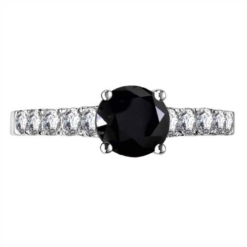 Round Black Diamond Shoulder Set Ring P