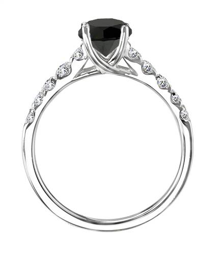 Round Black Diamond Shoulder Set Ring P