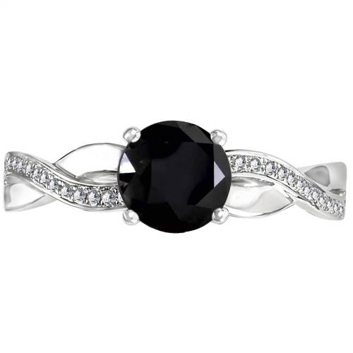 Round Black Diamond Shoulder Set Ring P