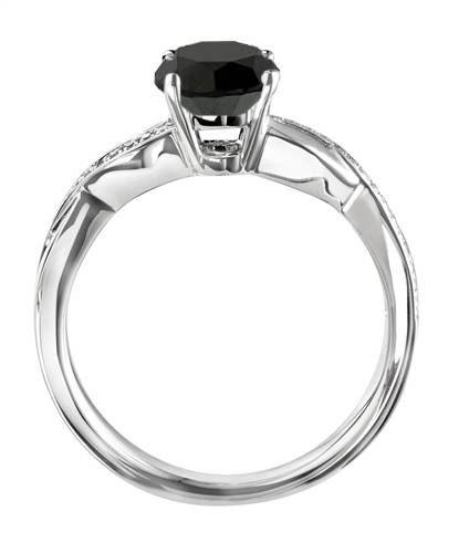 Round Black Diamond Shoulder Set Ring P