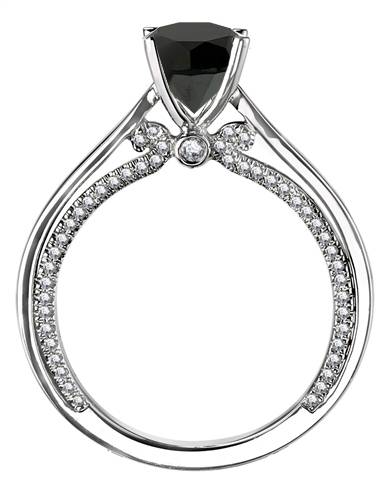 Round Black Diamond Shoulder Set Ring P