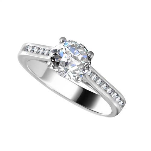 Round Shoulder Set Diamond Engagement Ring Image
