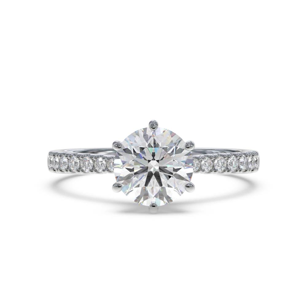 Round Diamond Shoulder Set Engagement Ring W