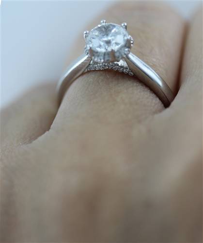 Modern Side Halo Round Diamond Engagement Ring W