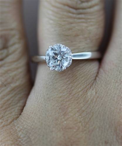 Modern Side Halo Round Diamond Engagement Ring W