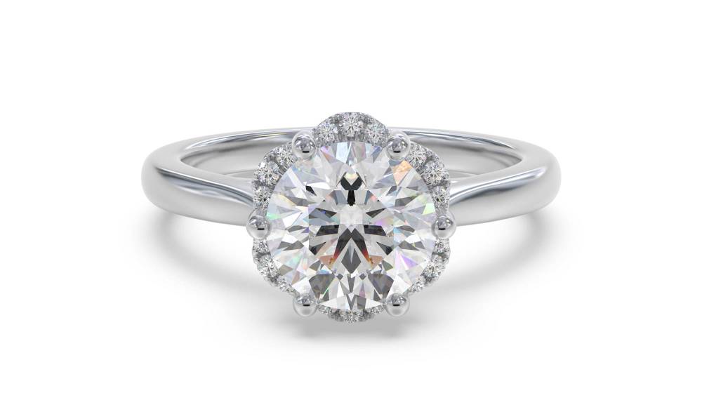 Modern Side Halo Round Diamond Engagement Ring W