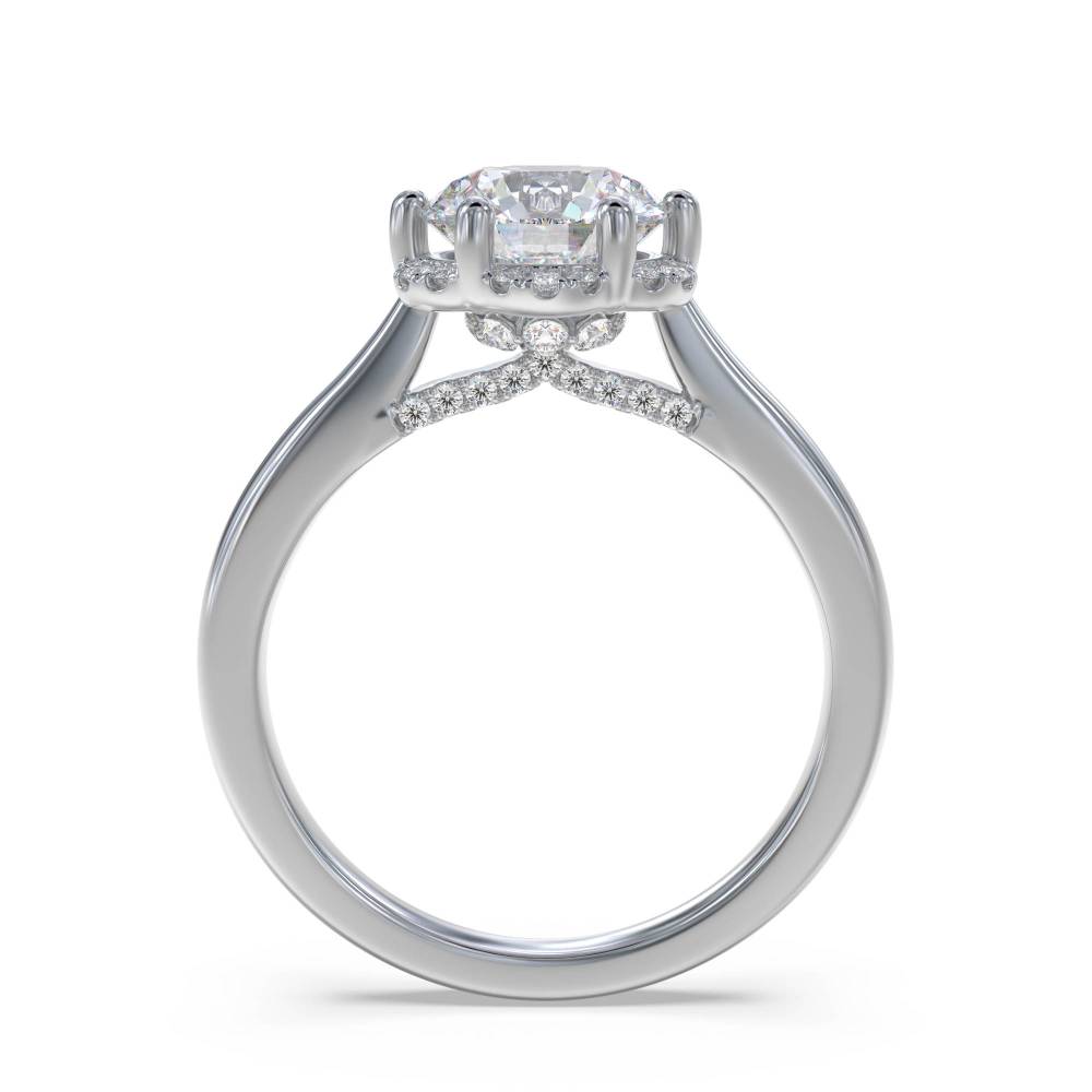 Modern Side Halo Round Diamond Engagement Ring W