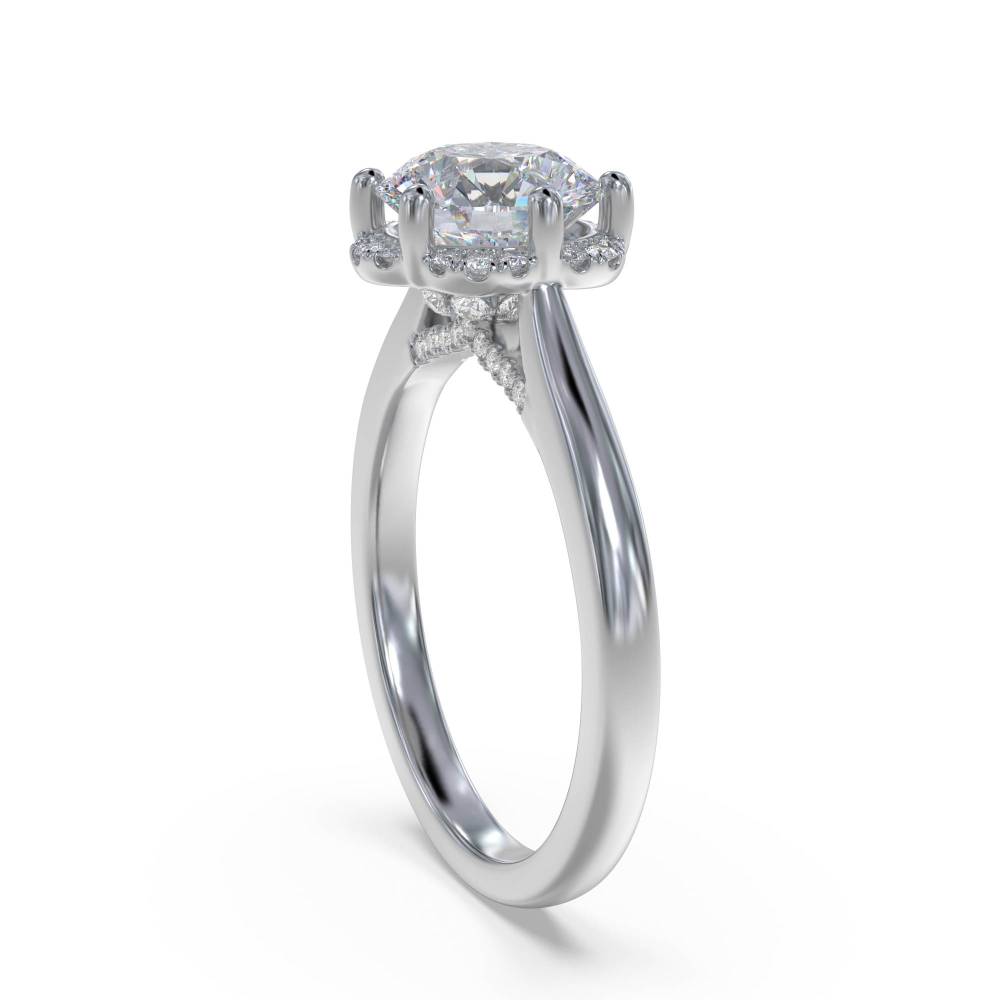 Modern Side Halo Round Diamond Engagement Ring W