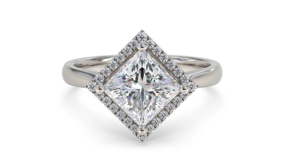 Princess Diamond Single Halo Ring set in Platinum