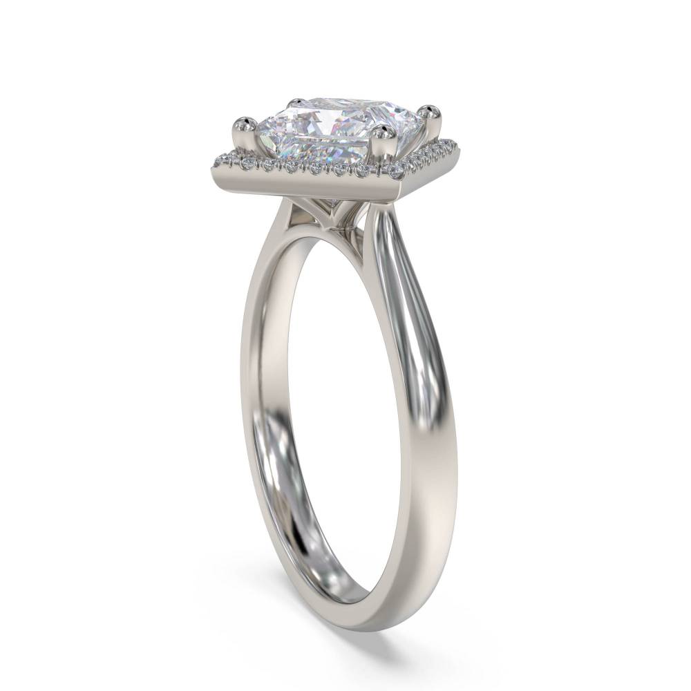 Princess Diamond Single Halo Ring set in Platinum