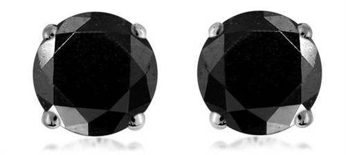 Round Black Diamond Earrings P