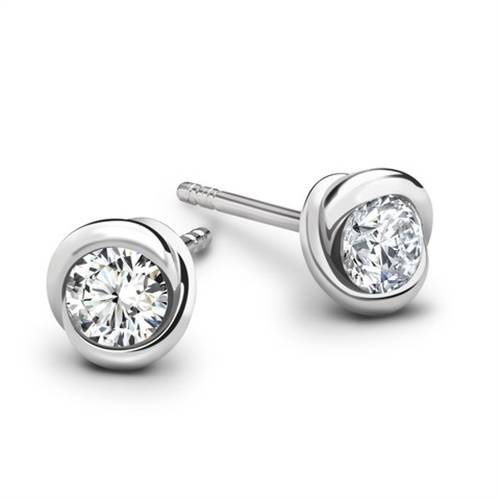 Rosebud Round Diamond Stud Earrings W