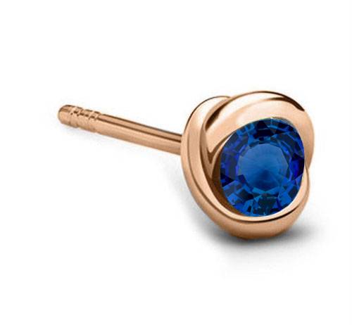 Mens Blue Sapphire Gemstone Single Stud Earring Image
