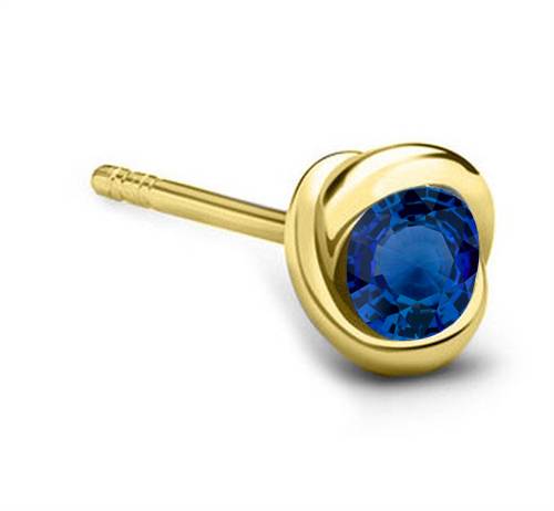 Mens Blue Sapphire Gemstone Single Stud Earring Image