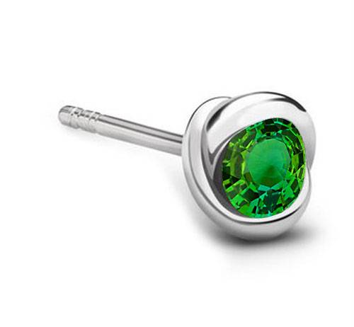 Mens Green Emerald GemStone Single Stud Earring P