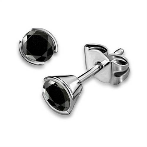 Round Black Diamond Earrings P