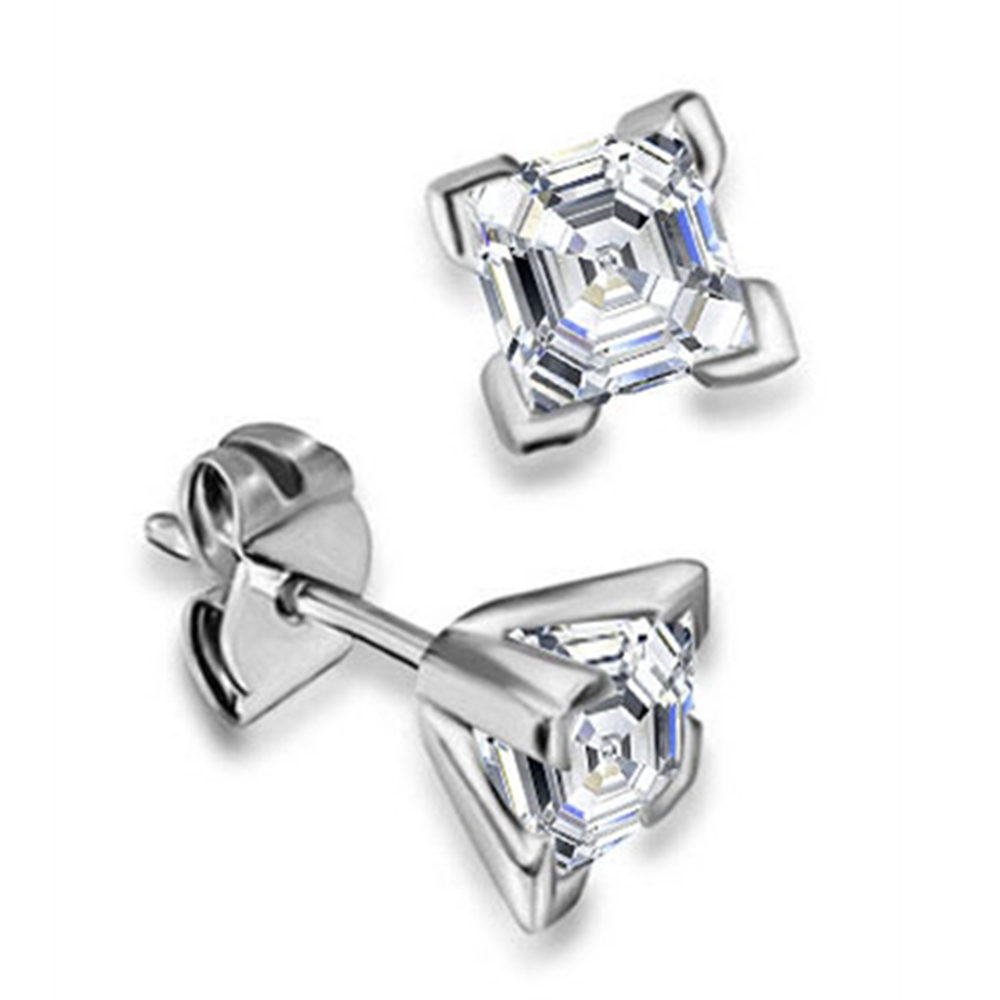 Classic Asscher Diamond Stud Earrings Image