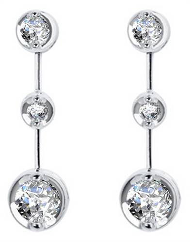 Elegant Round Diamond Drop Earrings P