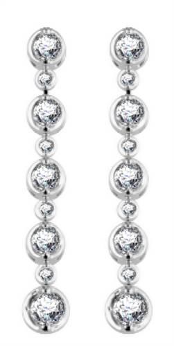 Elegant Round Diamond Drop Earrings White Gold