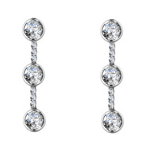 Elegant Round Diamond Drop Earrings P