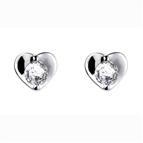 Round Diamond Heart Shaped Earrings W