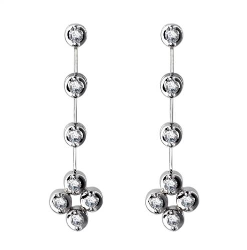 Elegant Round Diamond Drop Earrings W