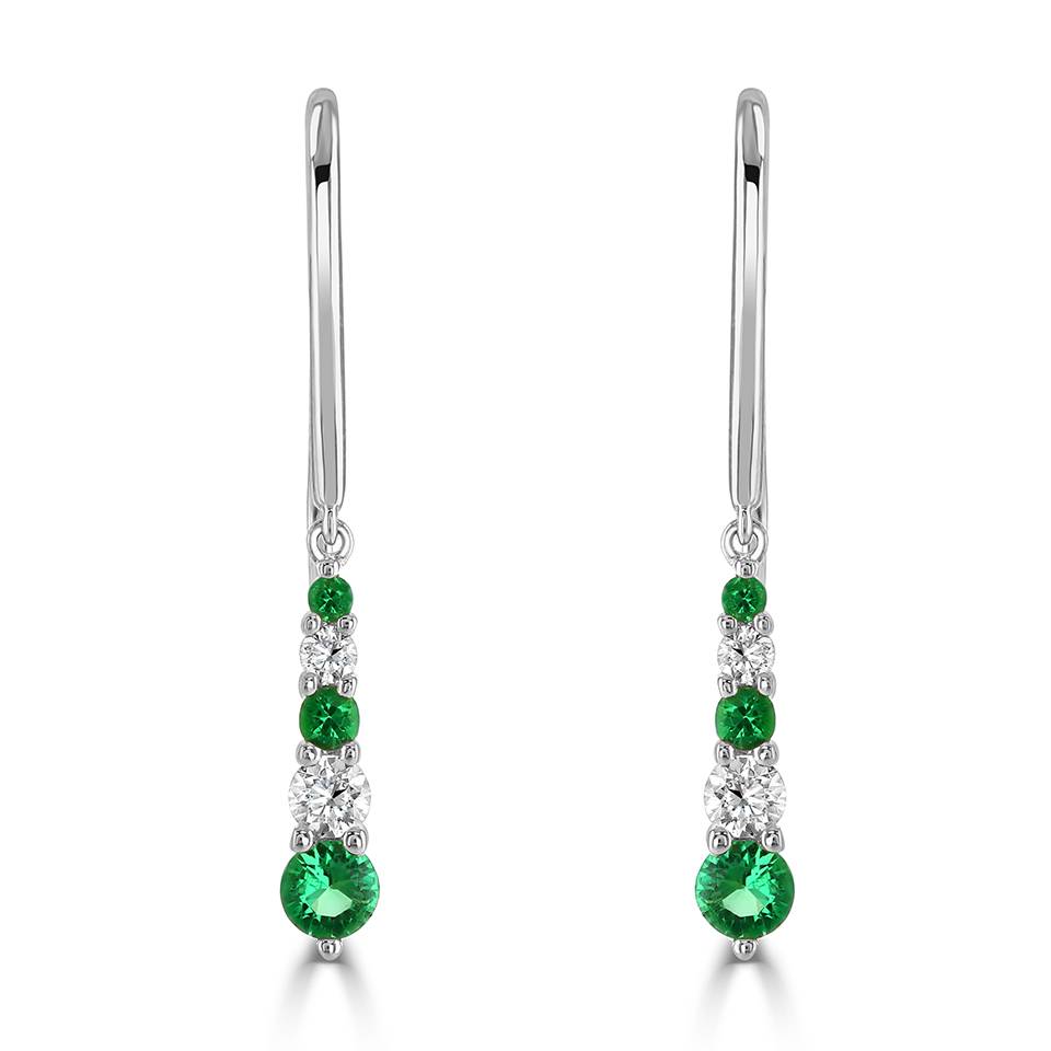 0.50ct Emerald Tiara Drop Earrings. W