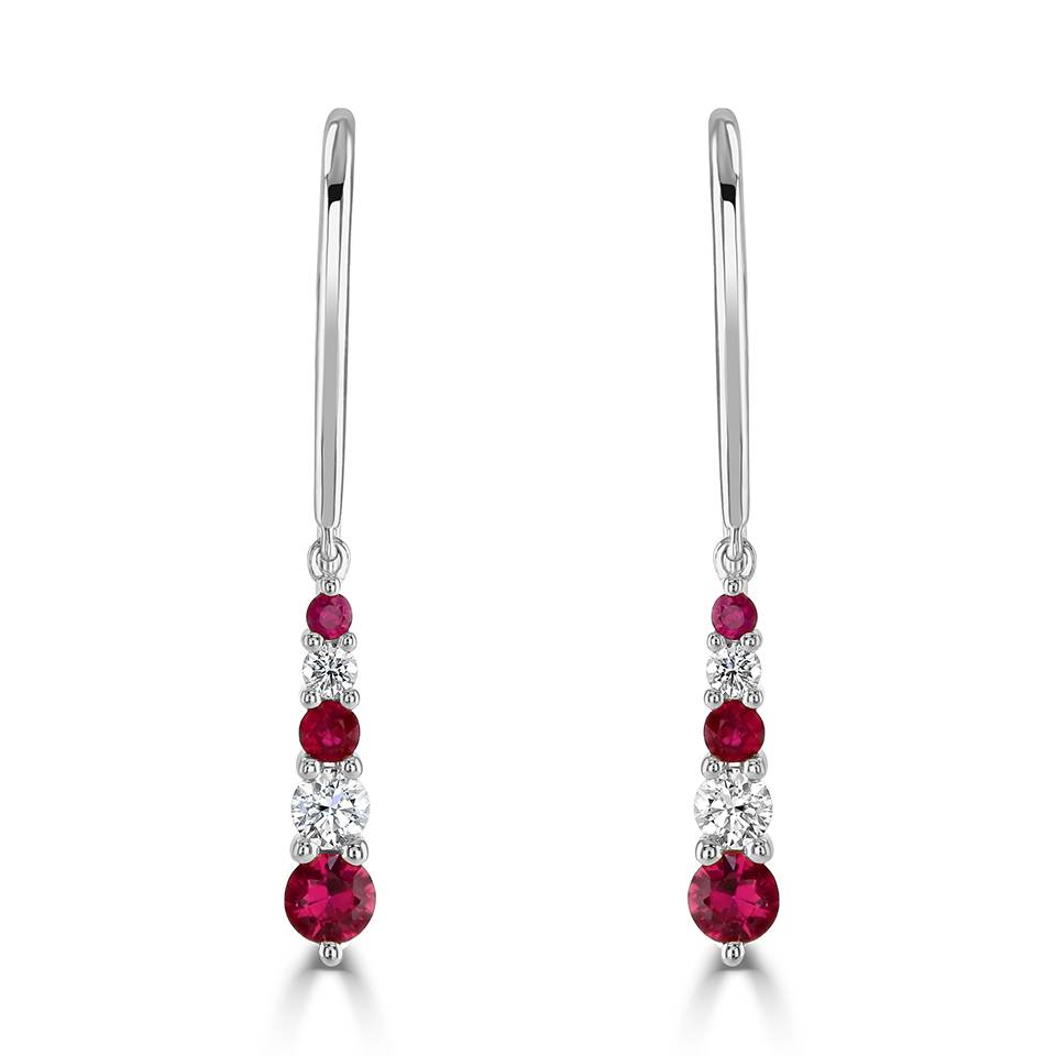 0.60ct Ruby Tiara Drop Earrings. W