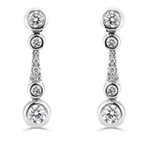 0.75ct Small Icicle Drop Earrings set in White Gold