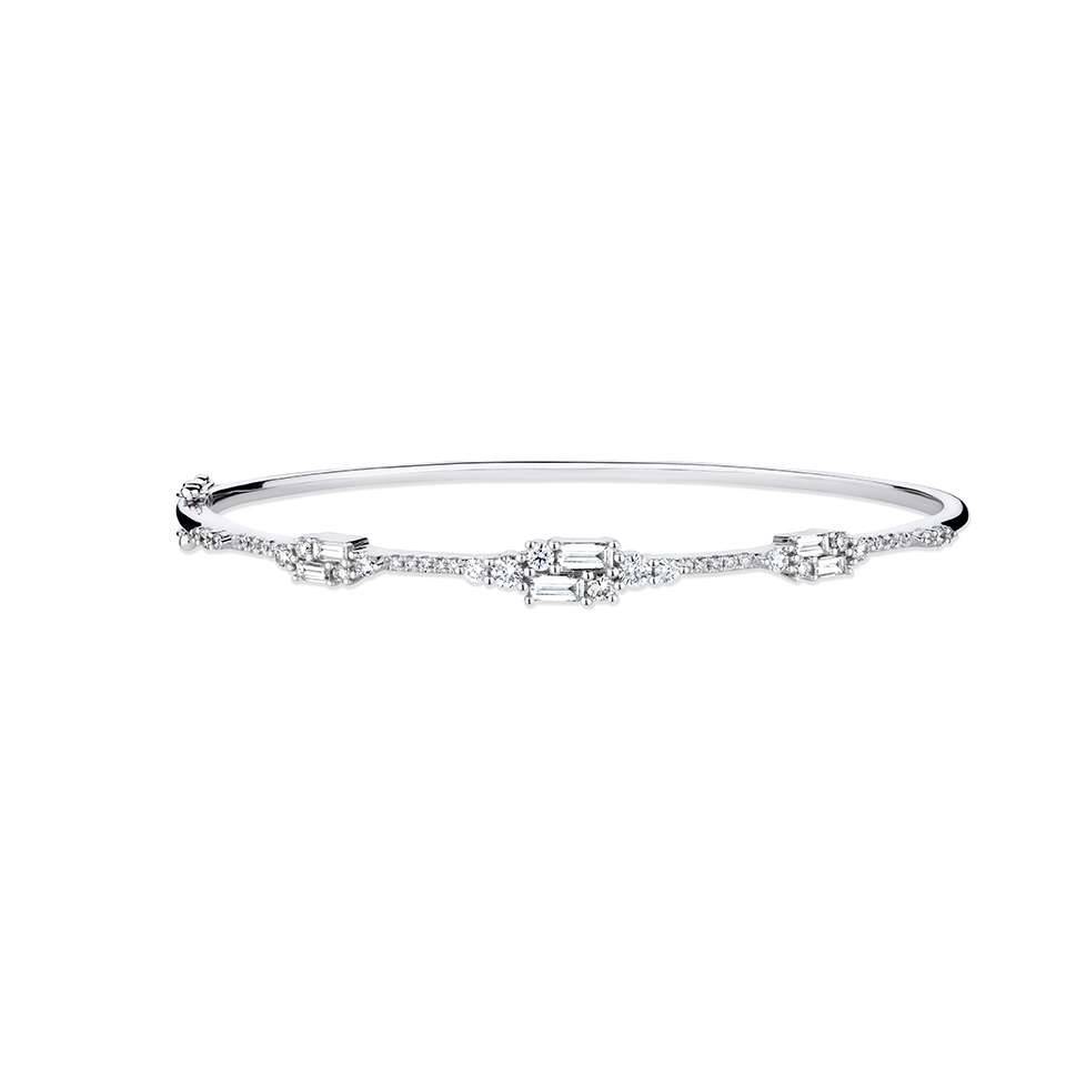 Round & Baguette Diamond Reflection Bangle W