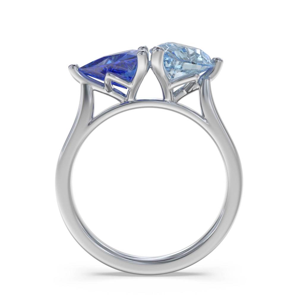 1.70ct Aquamarine & Tanzanite Tonal Blue Pear Ring. W