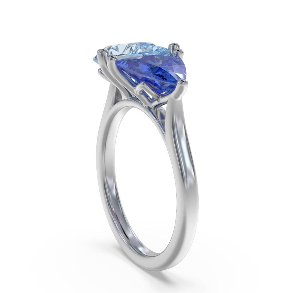 1.70ct Aquamarine & Tanzanite Tonal Blue Pear Ring. W