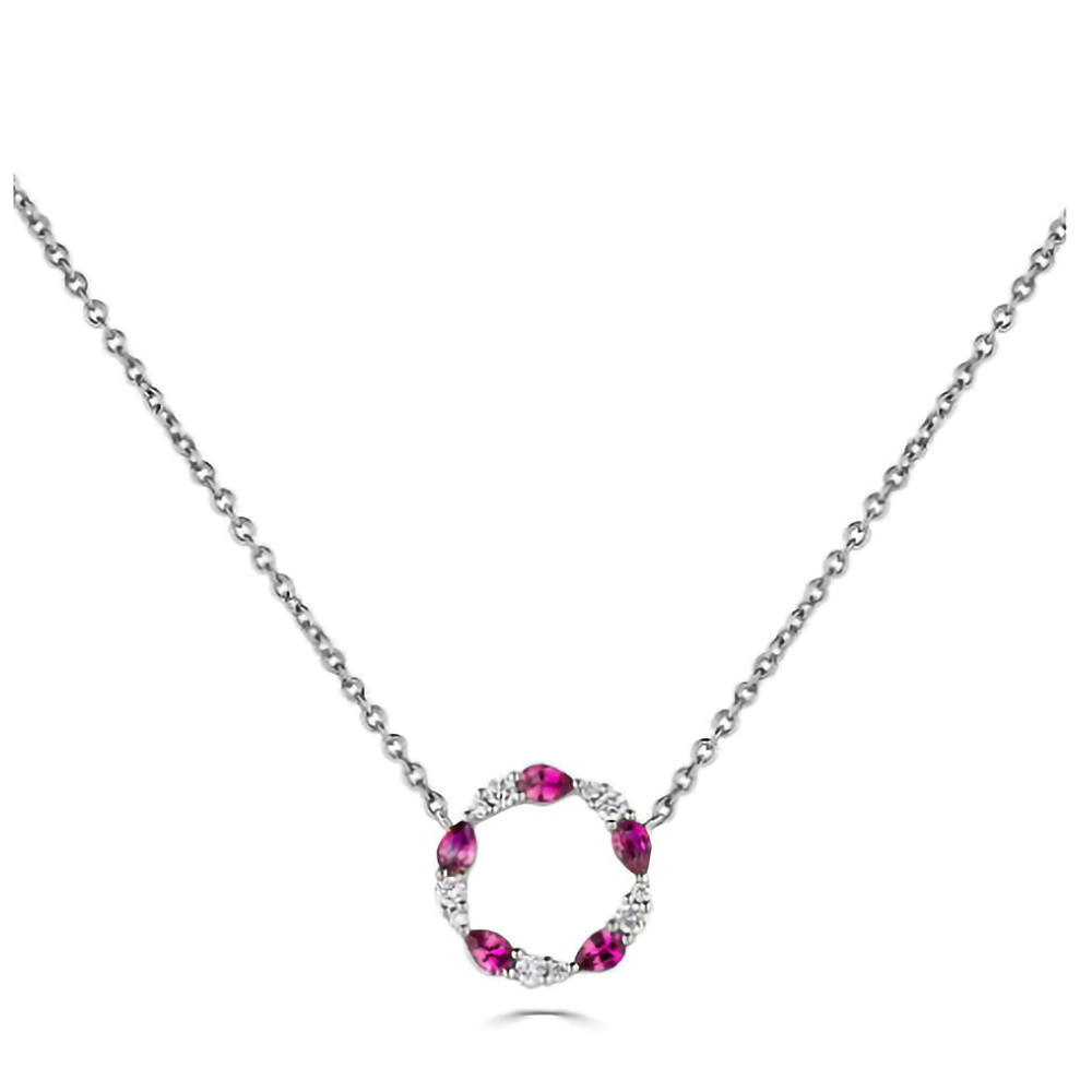 0.50ct VS/FG Ruby And Diamond Circle Necklace. W