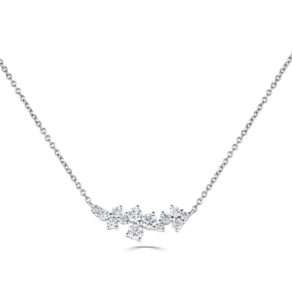 Round Diamond Scatter Smiler Necklace W