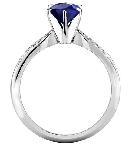 Round Blue Sapphire & Diamond Ring P