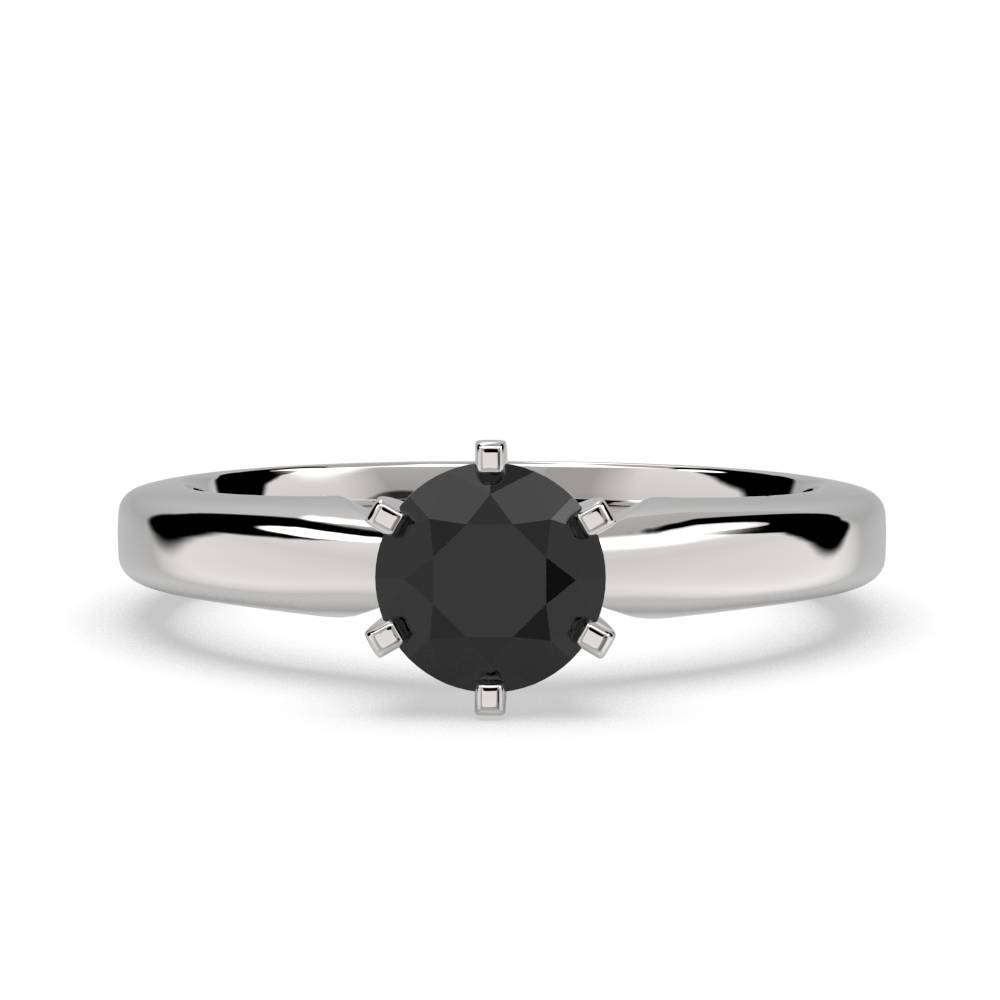 Round Black Diamond Solitaire Ring P