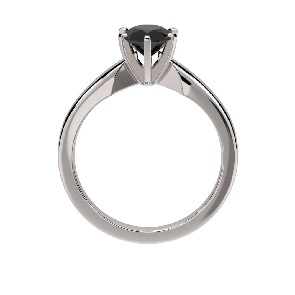 Round Black Diamond Solitaire Ring P