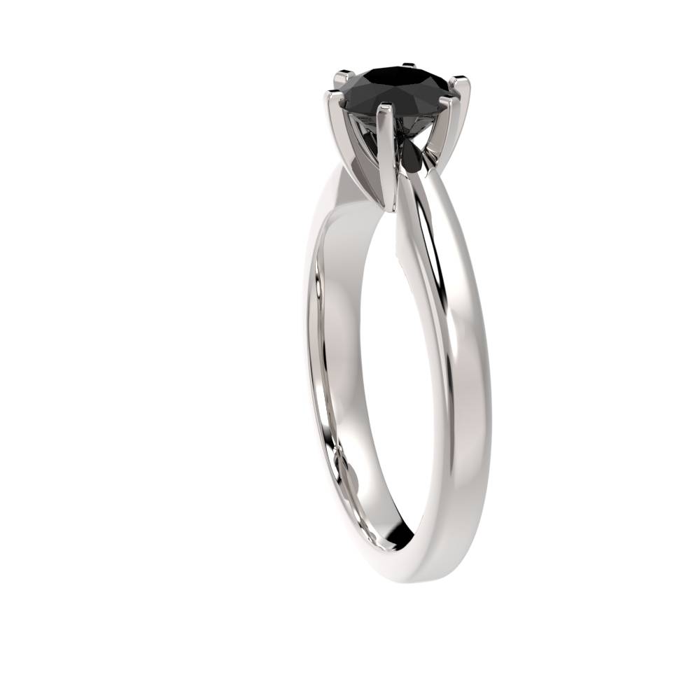 Round Black Diamond Solitaire Ring P