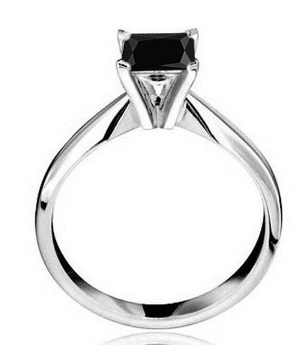 Princess Black Diamond Solitaire Ring P