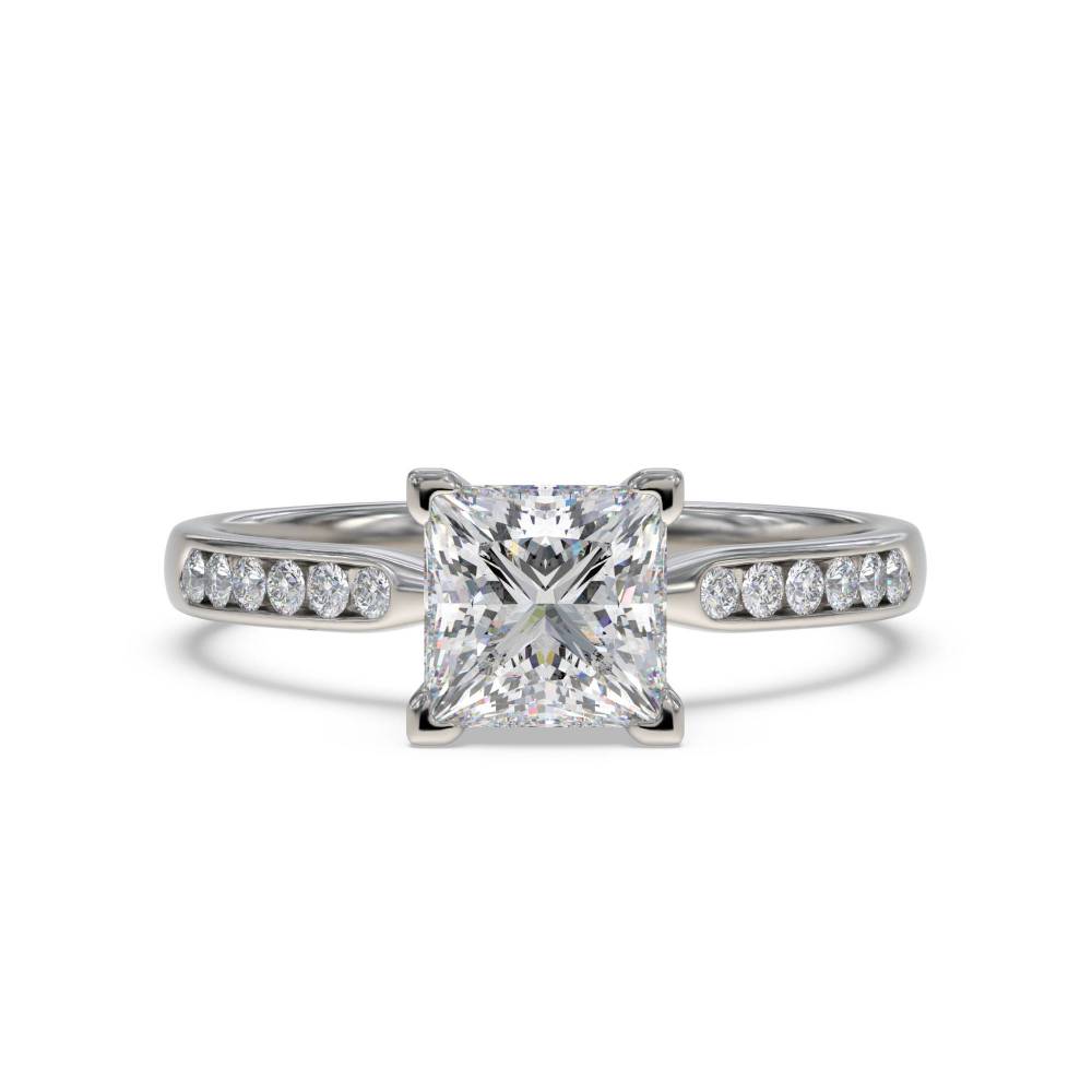 Princess & Round Diamond Engagement Ring set in Platinum