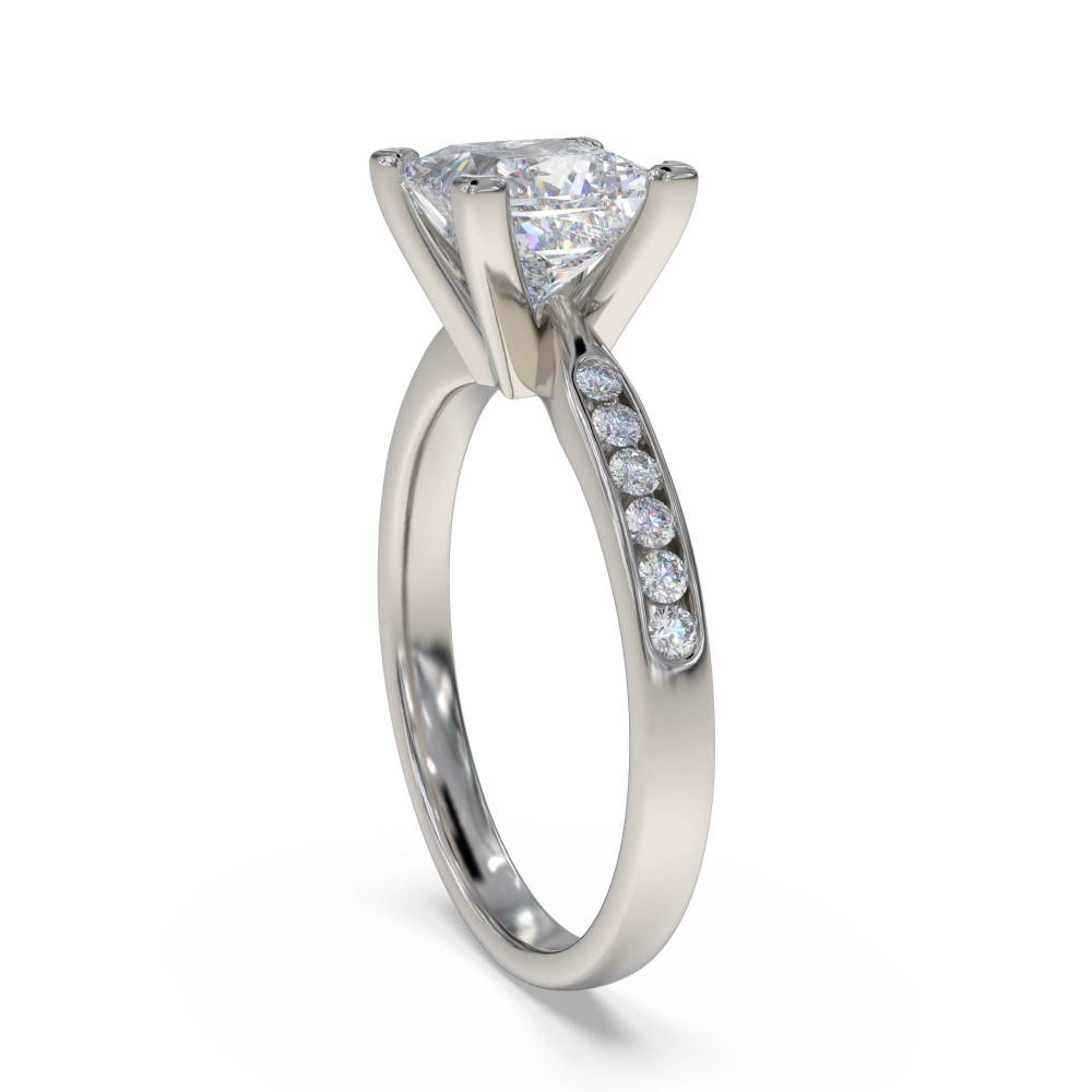 Princess & Round Diamond Engagement Ring set in Platinum