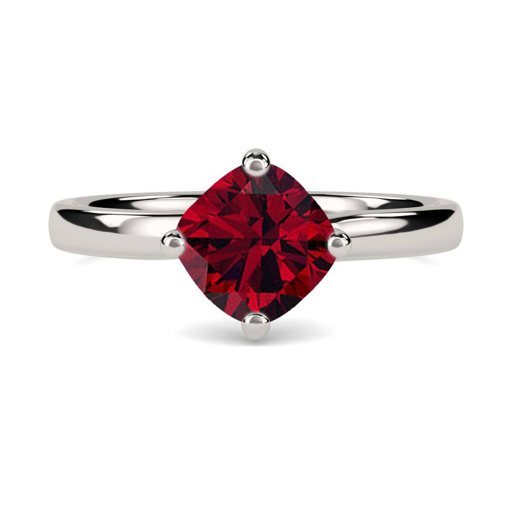 Classic Cushionruby Solitaire Ring P