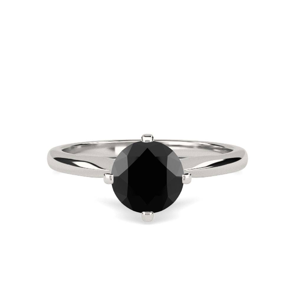 Black Diamond Solitaire Ring set in Platinum