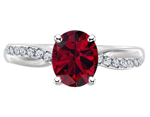 Classic Oval Ruby Shoulder Set Ring P