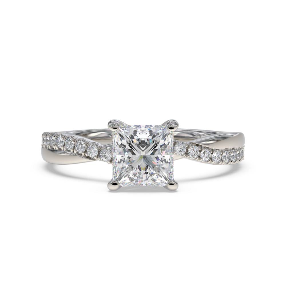 Infinity Princess & Round Diamond Engagement Ring set in Platinum