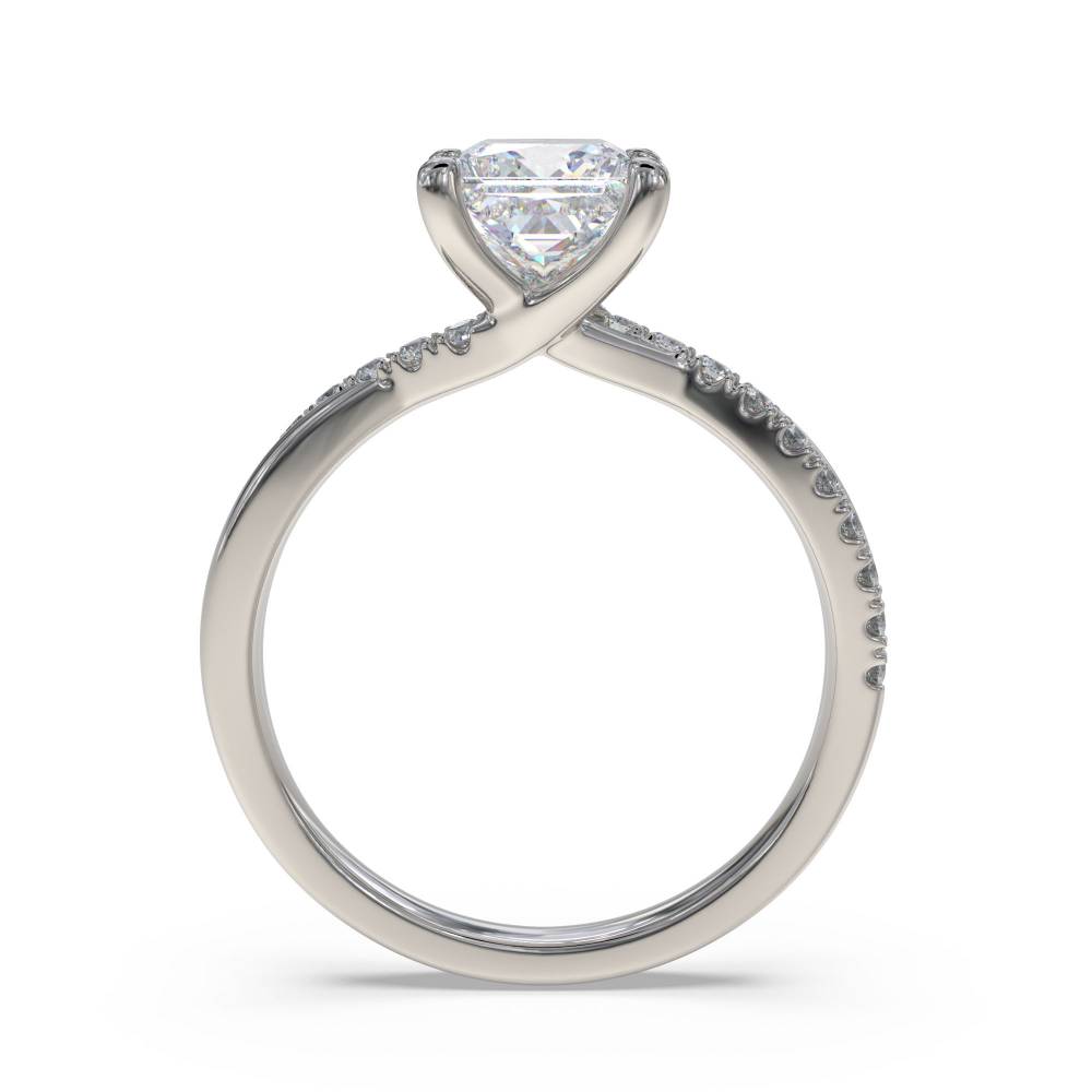 Infinity Princess & Round Diamond Engagement Ring set in Platinum